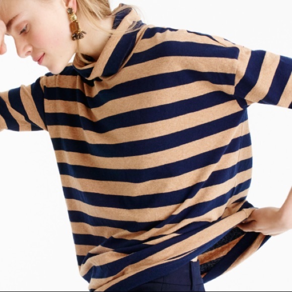 J. Crew oversized striped turtleneck navy - Picture 2 of 7